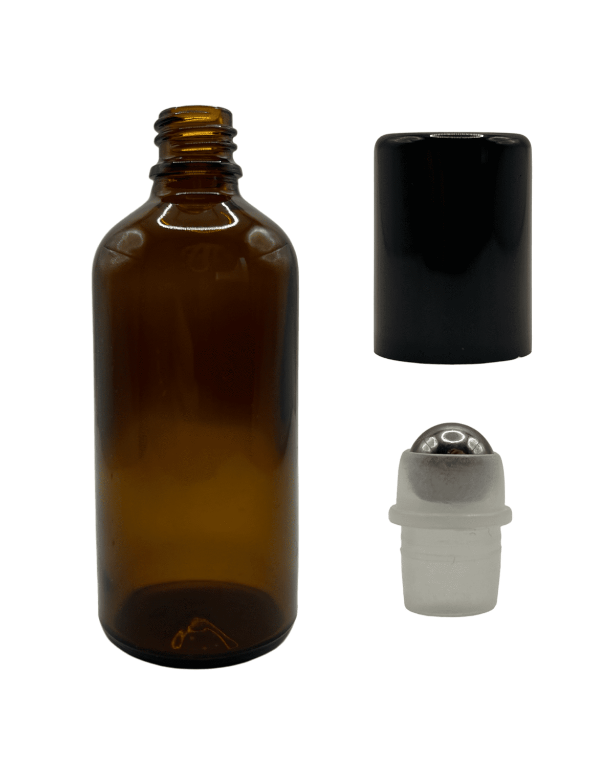 100ml Amber Glass Dropper Bottle & Roller Ball and Lid