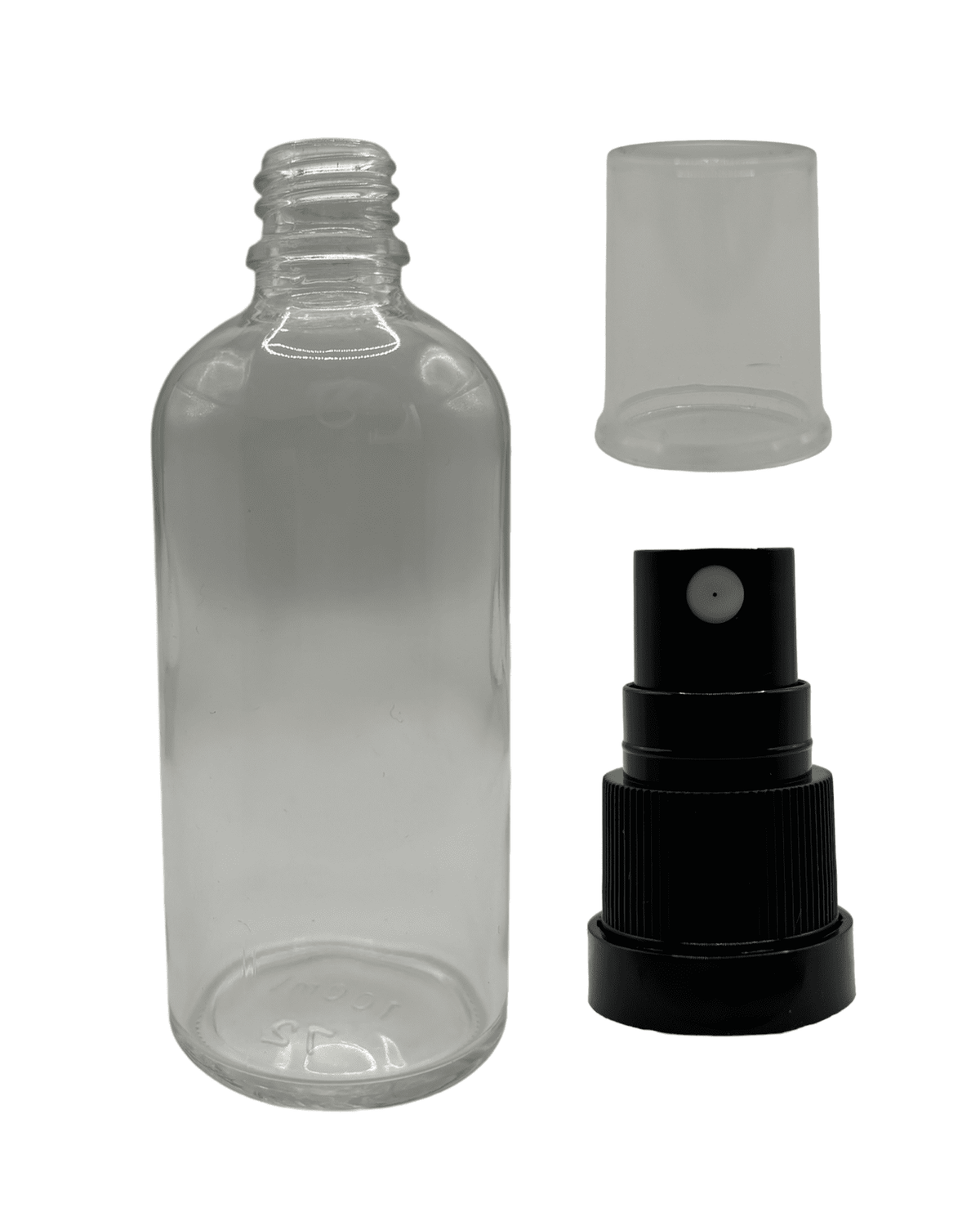 100ml Clear Glass Dropper Bottle & Black Tamper Evident Atomiser