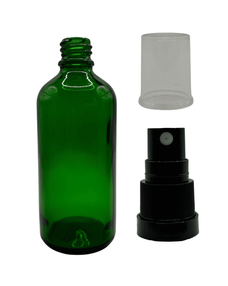 100ml Green Glass Dropper Bottle & Black Tamper Evident Atomiser