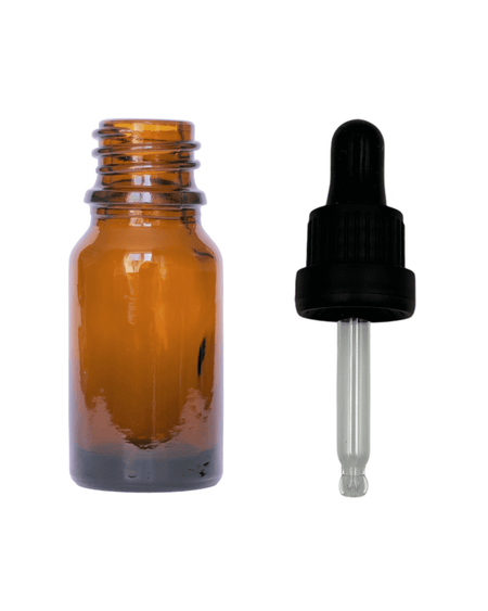 10ml Amber Glass Dropper Bottle & Black Tamper Evident Pipette