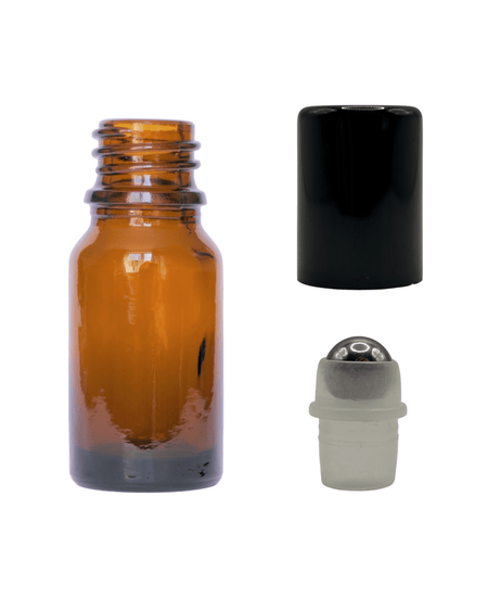 10ml Amber Glass Dropper Bottle & Roller Ball and Lid