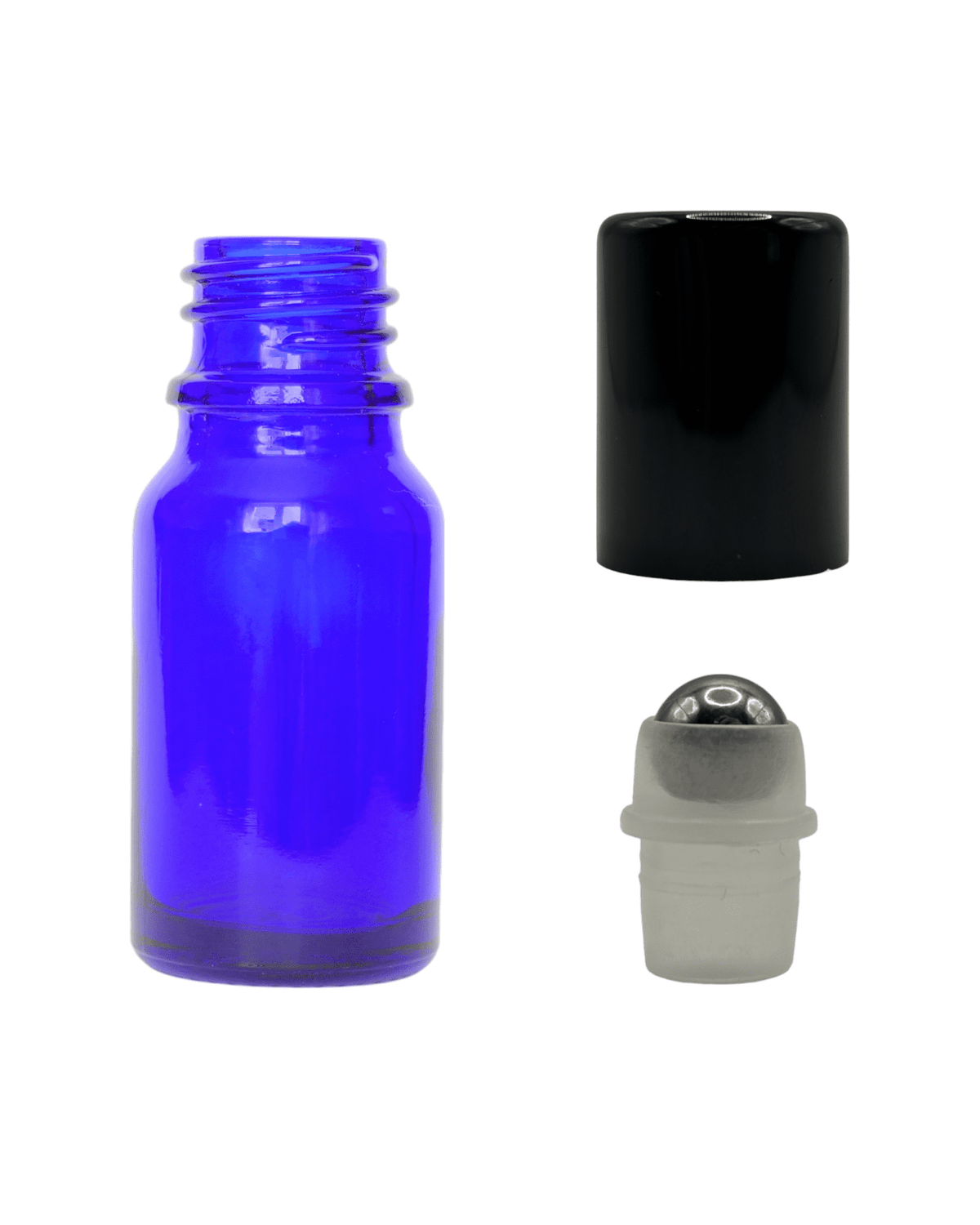 10ml Blue Glass Dropper Bottle & Roller Ball and Lid