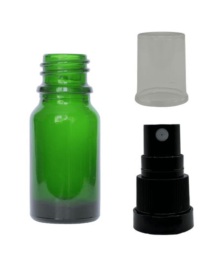 10ml Green Glass Dropper Bottle & Black Tamper Evident Atomiser