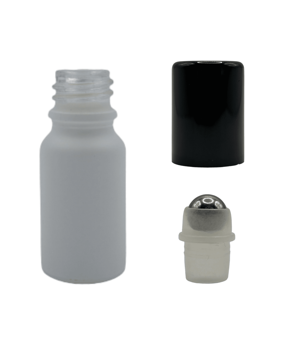 10ml Matte White Glass Dropper Bottle & Roller Ball and Lid