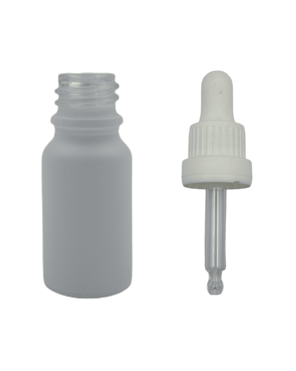 10ml Matte White Glass Dropper Bottle & White Tamper Evident Ball Ended Pipette