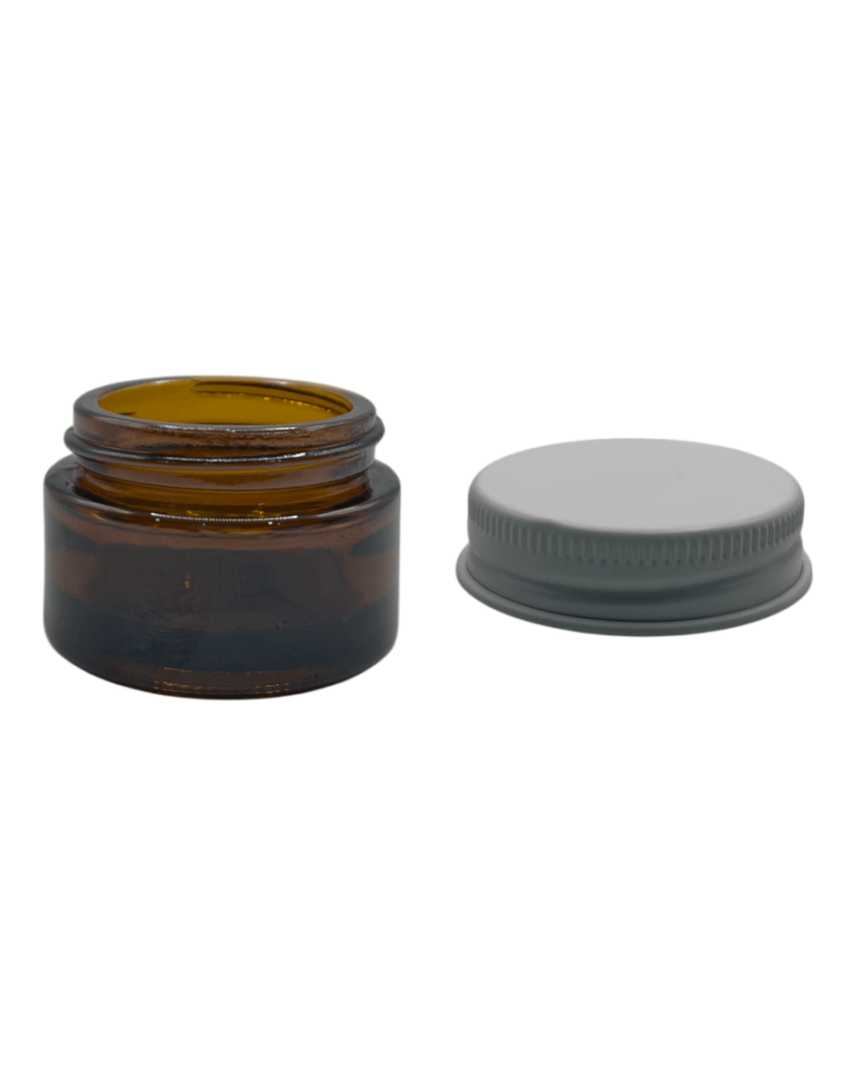 15ml Amber glass Jar and Gloss white Aluminum Cap