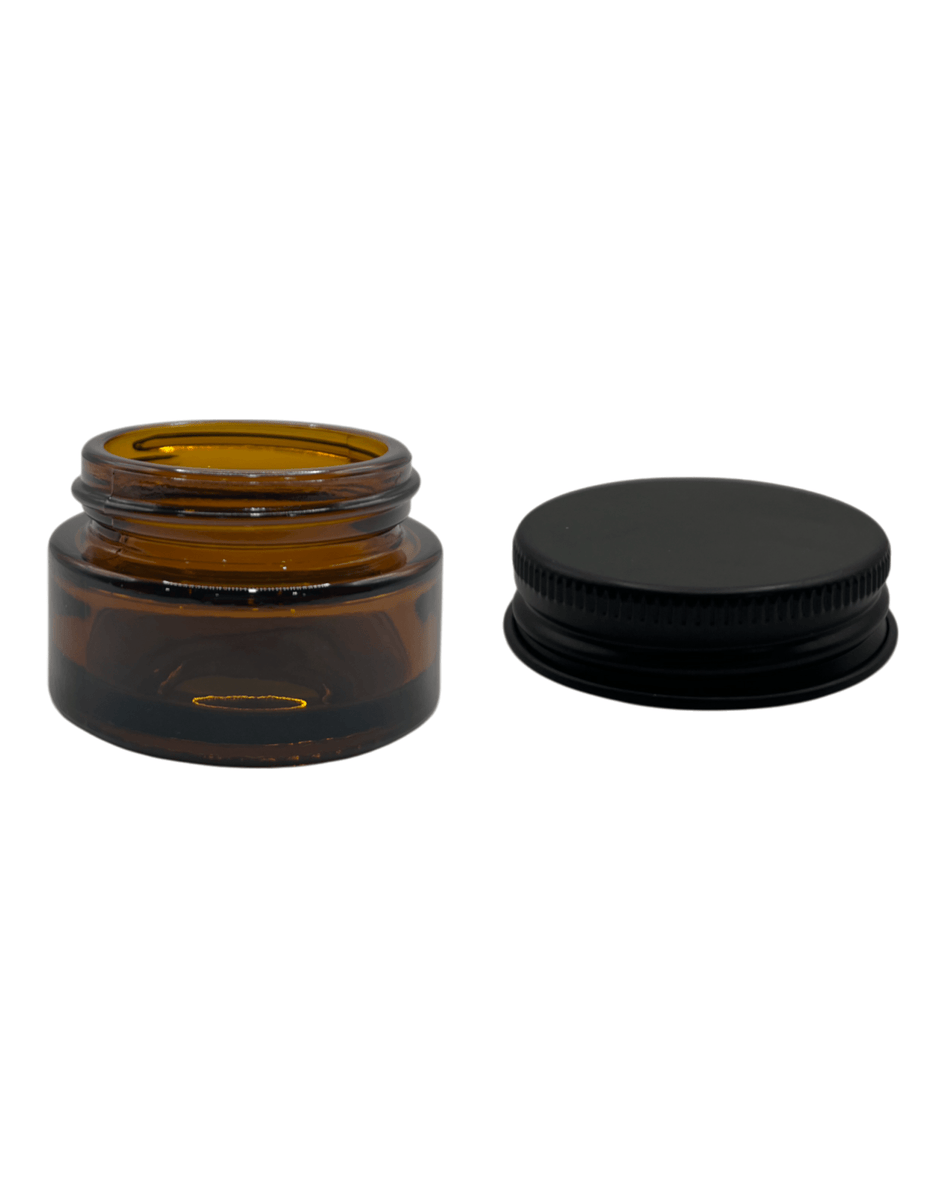 20ml Amber Glass Jar and matte black aluminuim jar cap