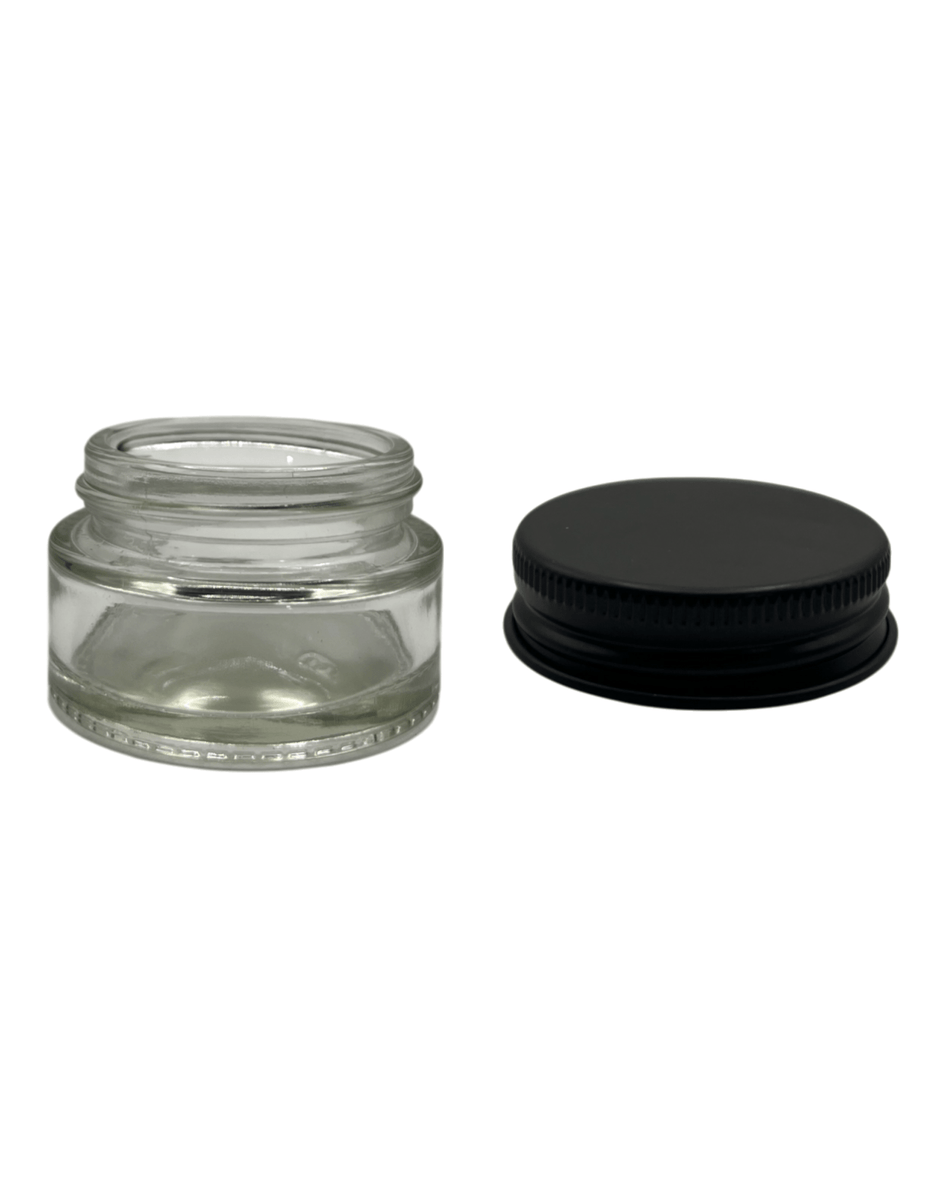 20ml Clear Glass Jar and Matte Black Aluminium cap