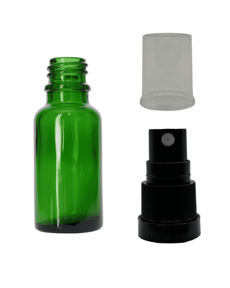 20ml Green Glass Dropper Bottle & Black Tamper Evident Atomiser