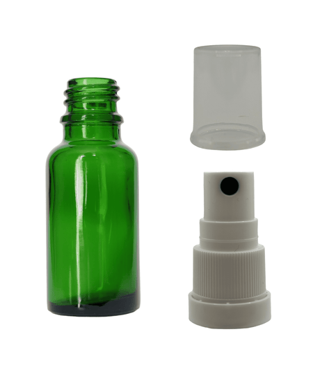 20ml Green Glass Dropper Bottle & White Tamper Evident Atomiser