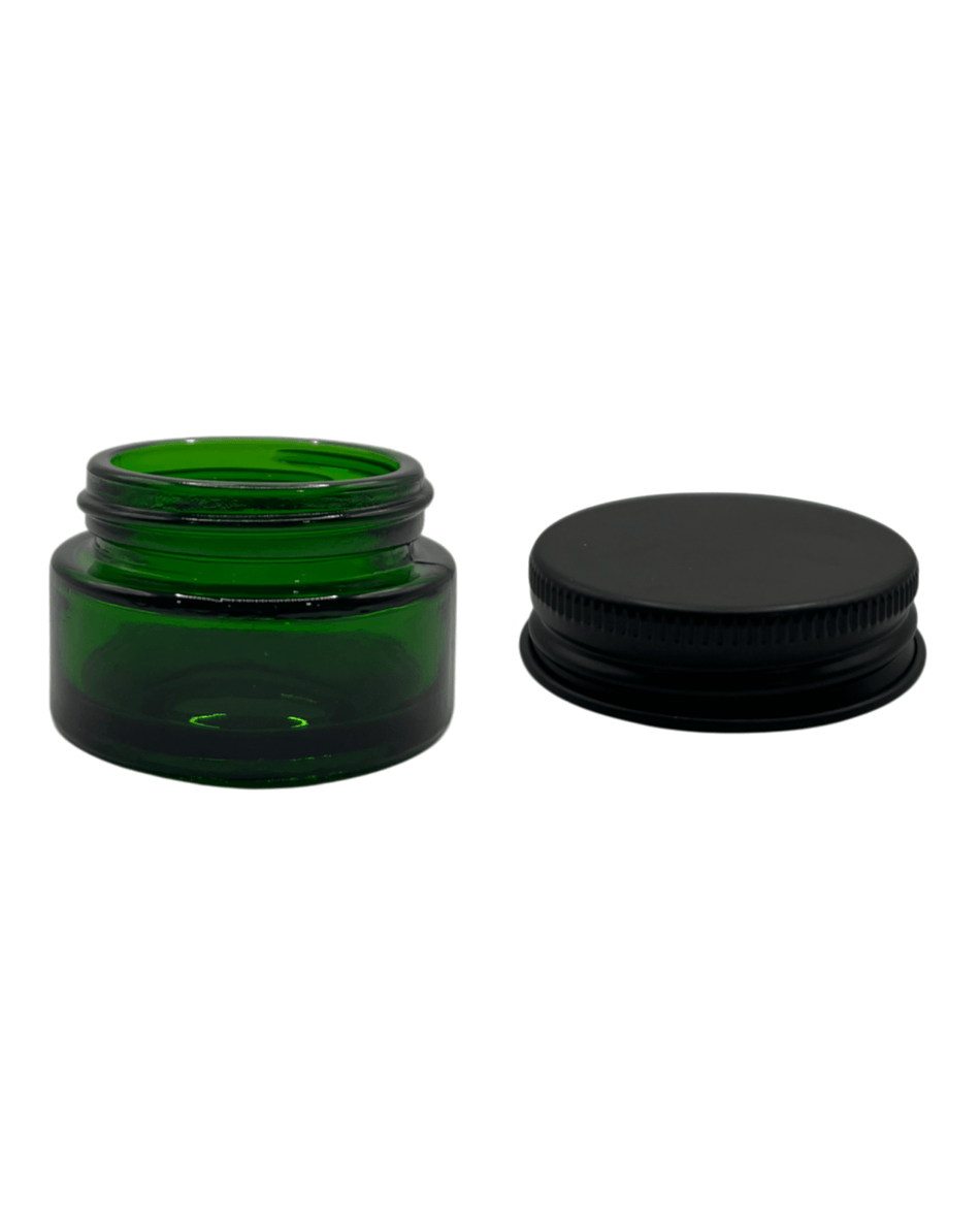 20ml Green Glass Jar and Matte Black Aluminium cap