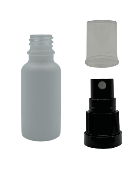 20ml Matte White Glass Dropper Bottle & Black Tamper Evident Atomiser