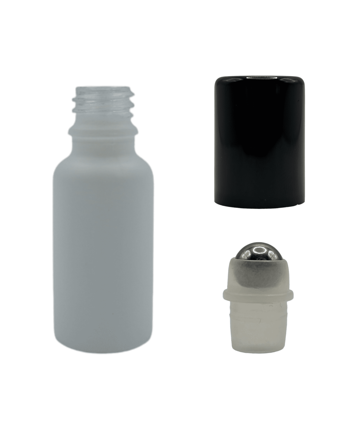 20ml Matte White Glass Dropper Bottle & Roller Ball and Lid