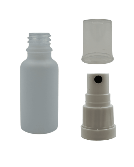 20ml Matte White Glass Dropper Bottle & White Tamper Evident Atomiser