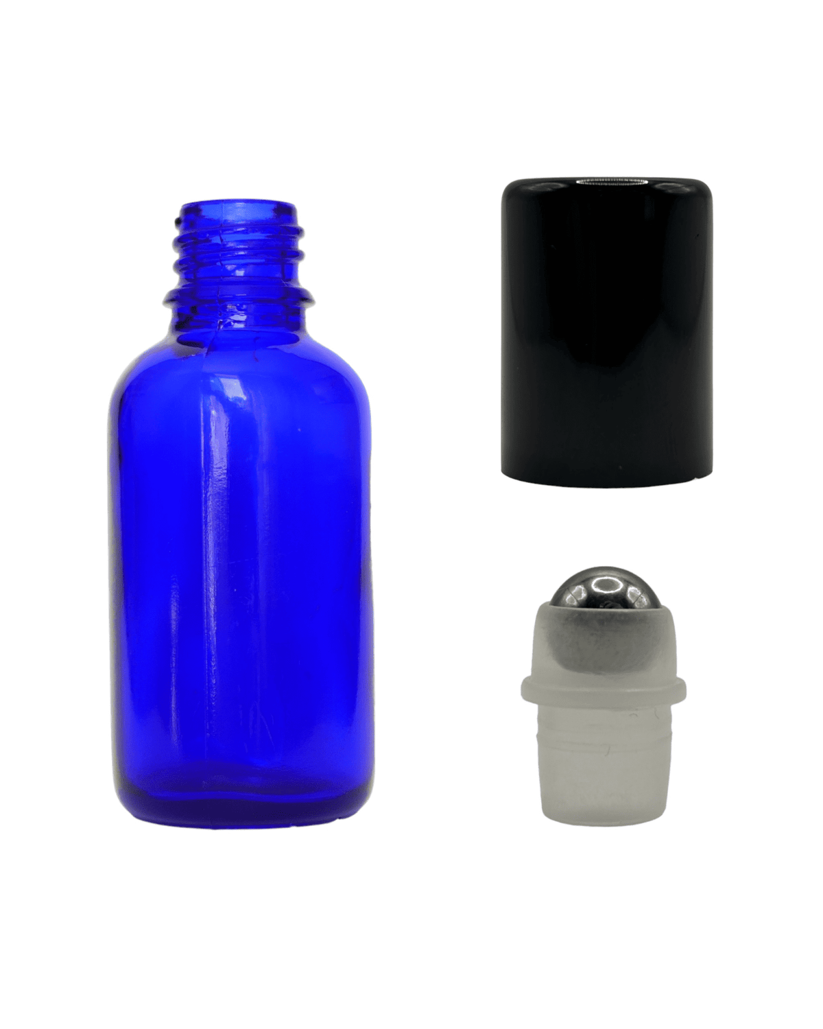 30ml Blue Glass Dropper Bottle & Roller Ball and Lid