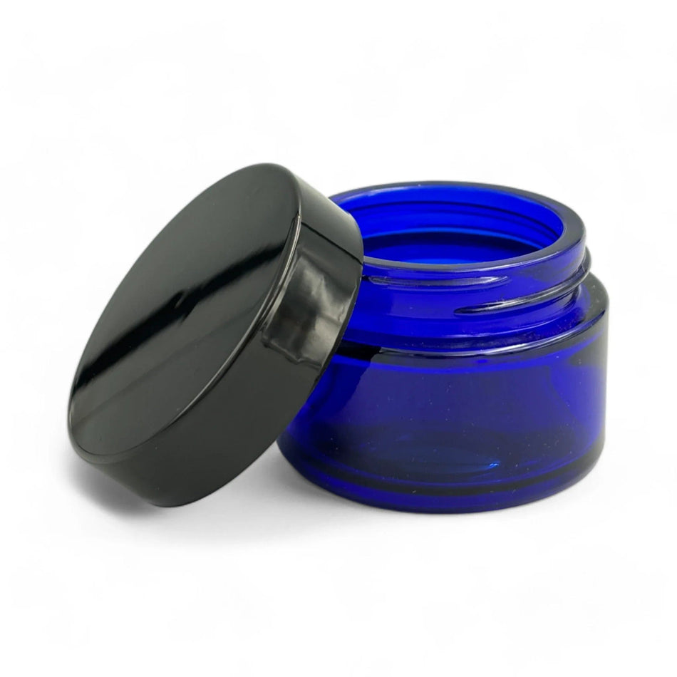 30ml Blue Glass Jar with Black Lid