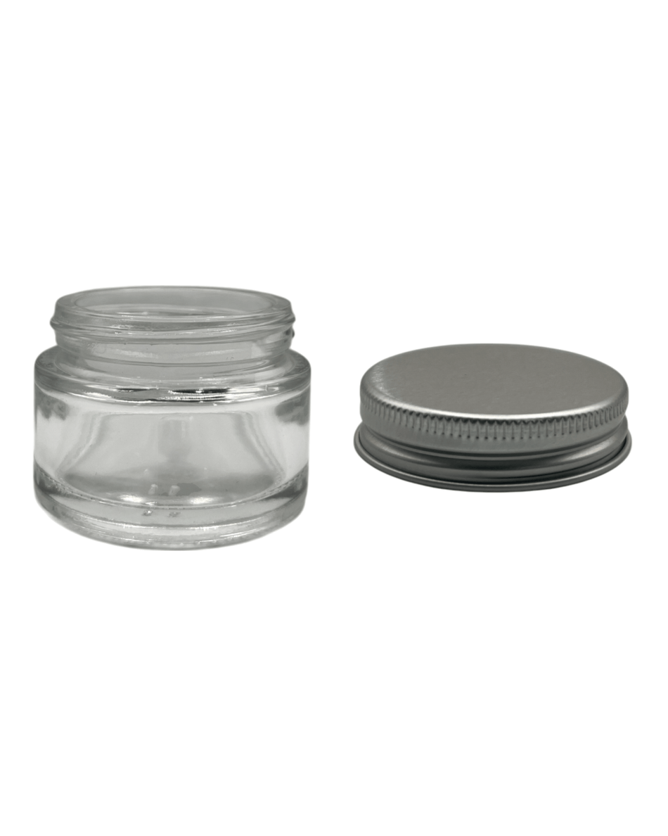 30ml Clear glass jar and Aluminium Silver cap