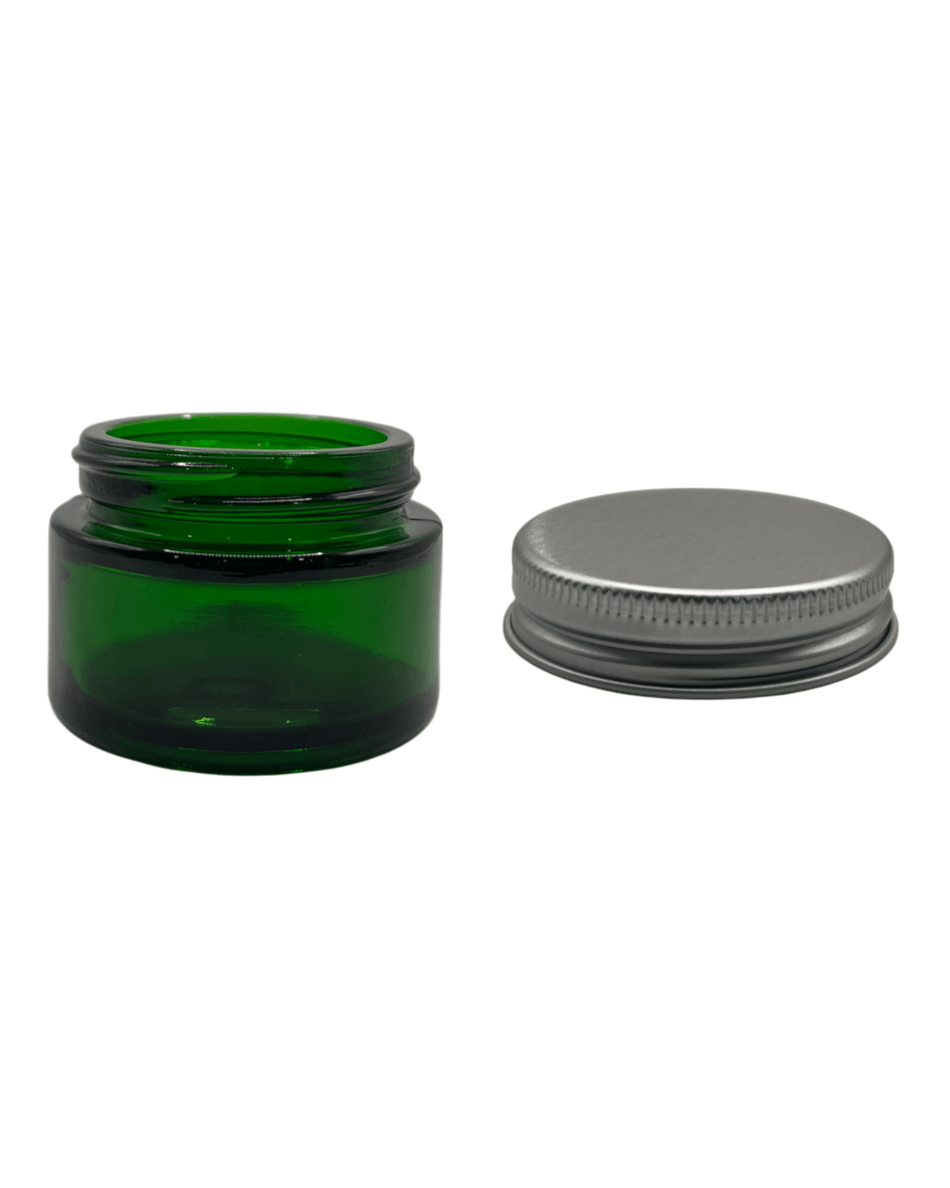 30ml Green Glass Jar and Silver Aluminium cap