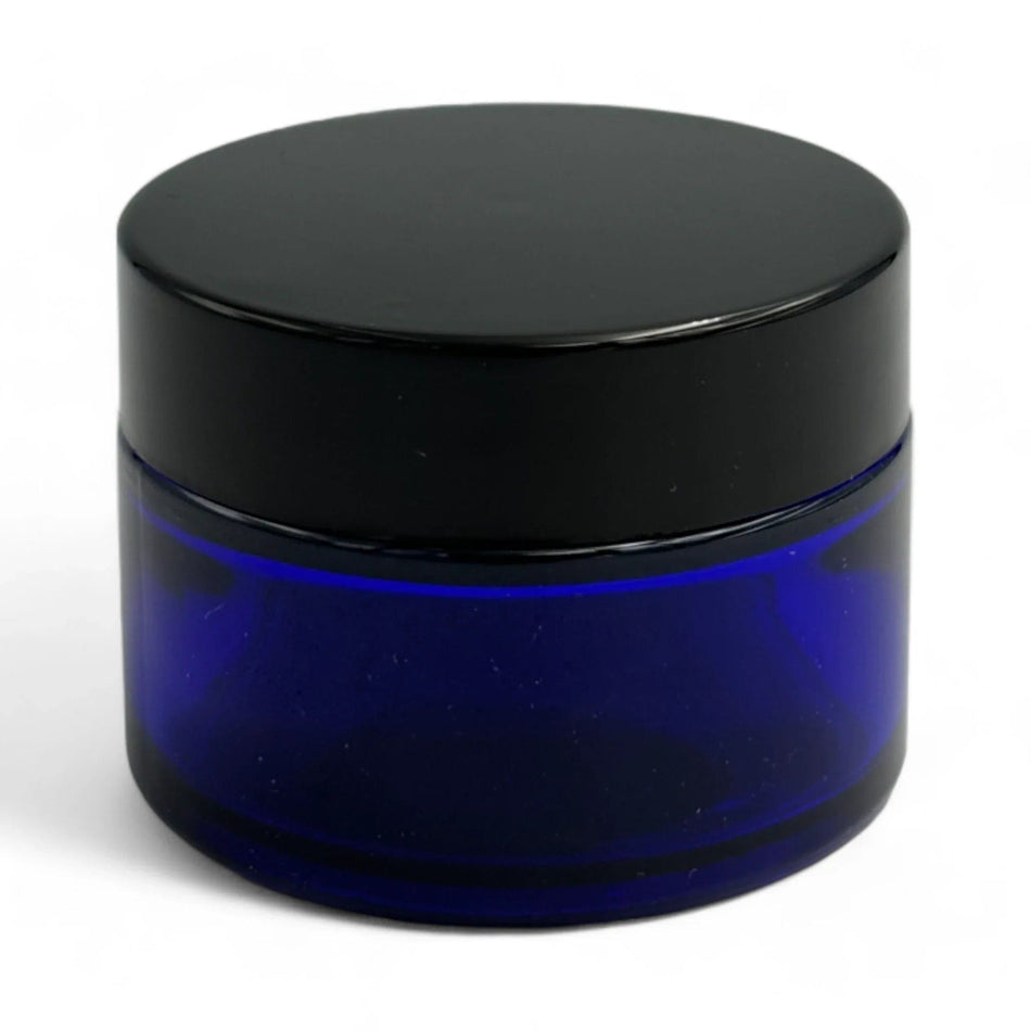 50ml Blue Glass Jar with Black Lid