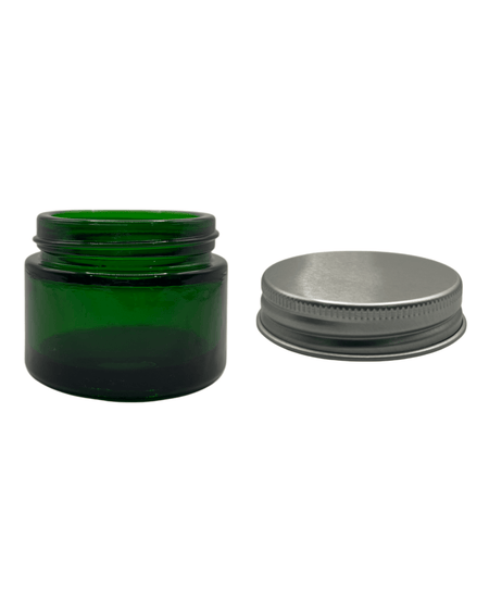 50ml Green Glass Jar and Aluminium Silver cap