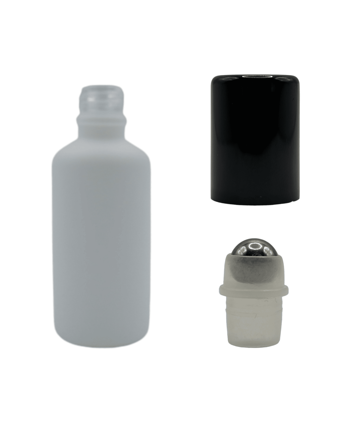 50ml Matte White Glass Dropper Bottle & Roller Ball and Lid