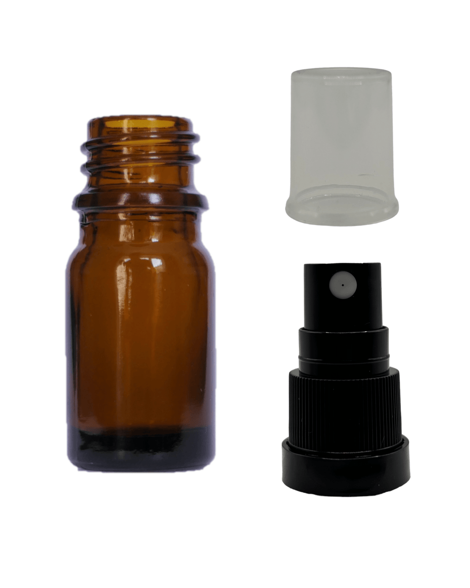 5ml Amber Glass Dropper Bottle & Black Tamper Evident Atomiser