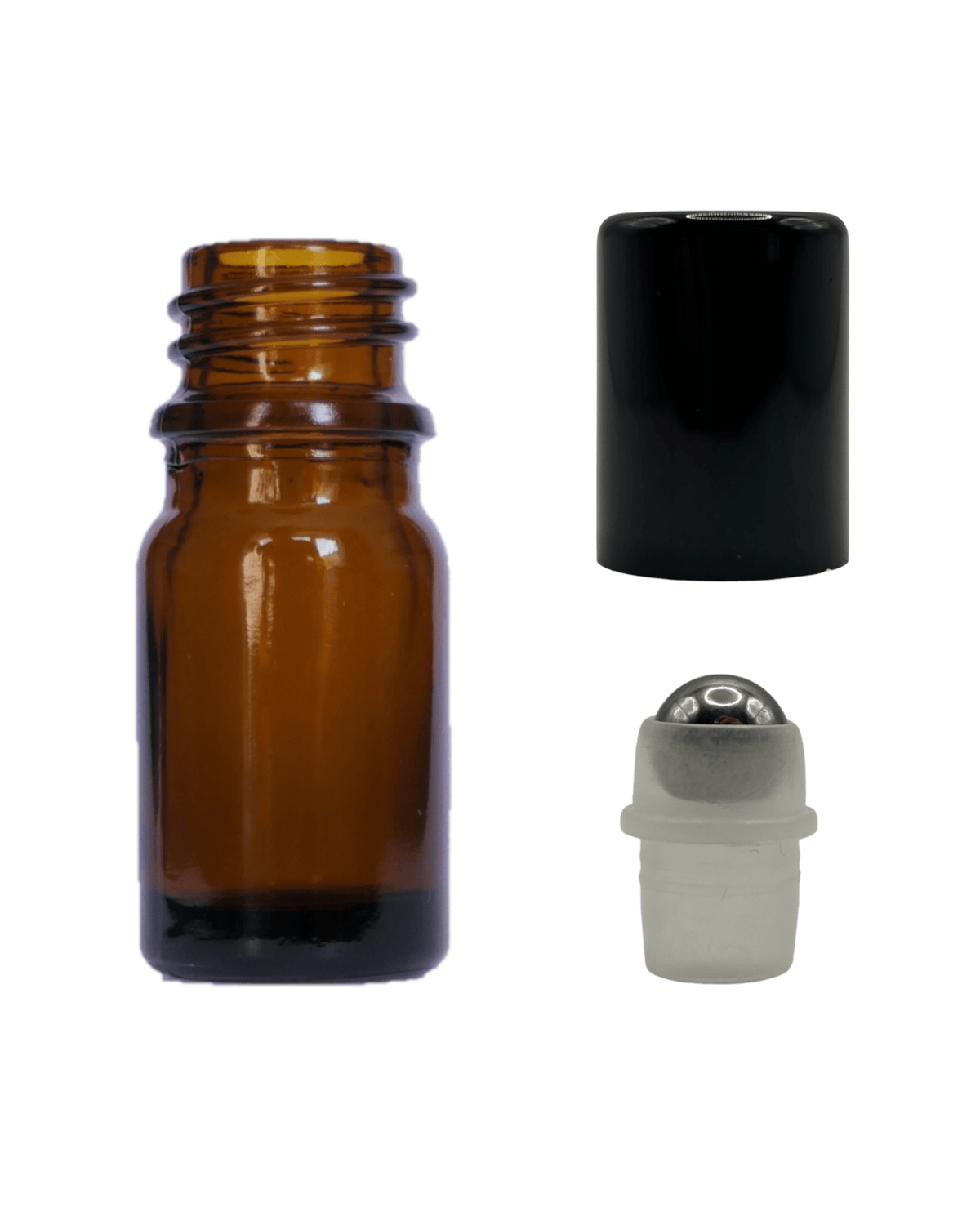 5ml Amber Glass Dropper Bottle & Roller Ball with Lid