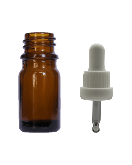 5ml Amber Glass Dropper Bottle & White Tamper Evident Pipette