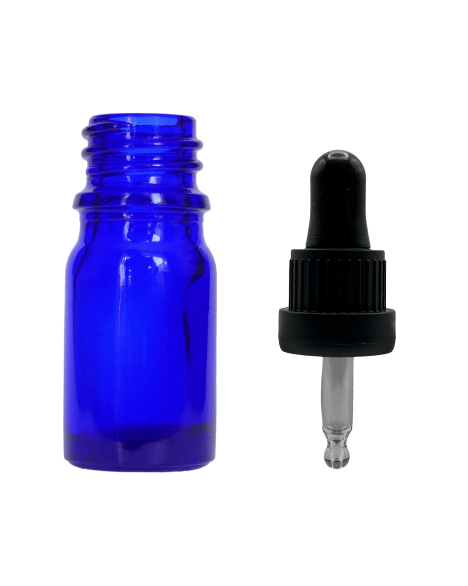 5ml Blue Glass Dropper Bottle & Black T/E Pipette