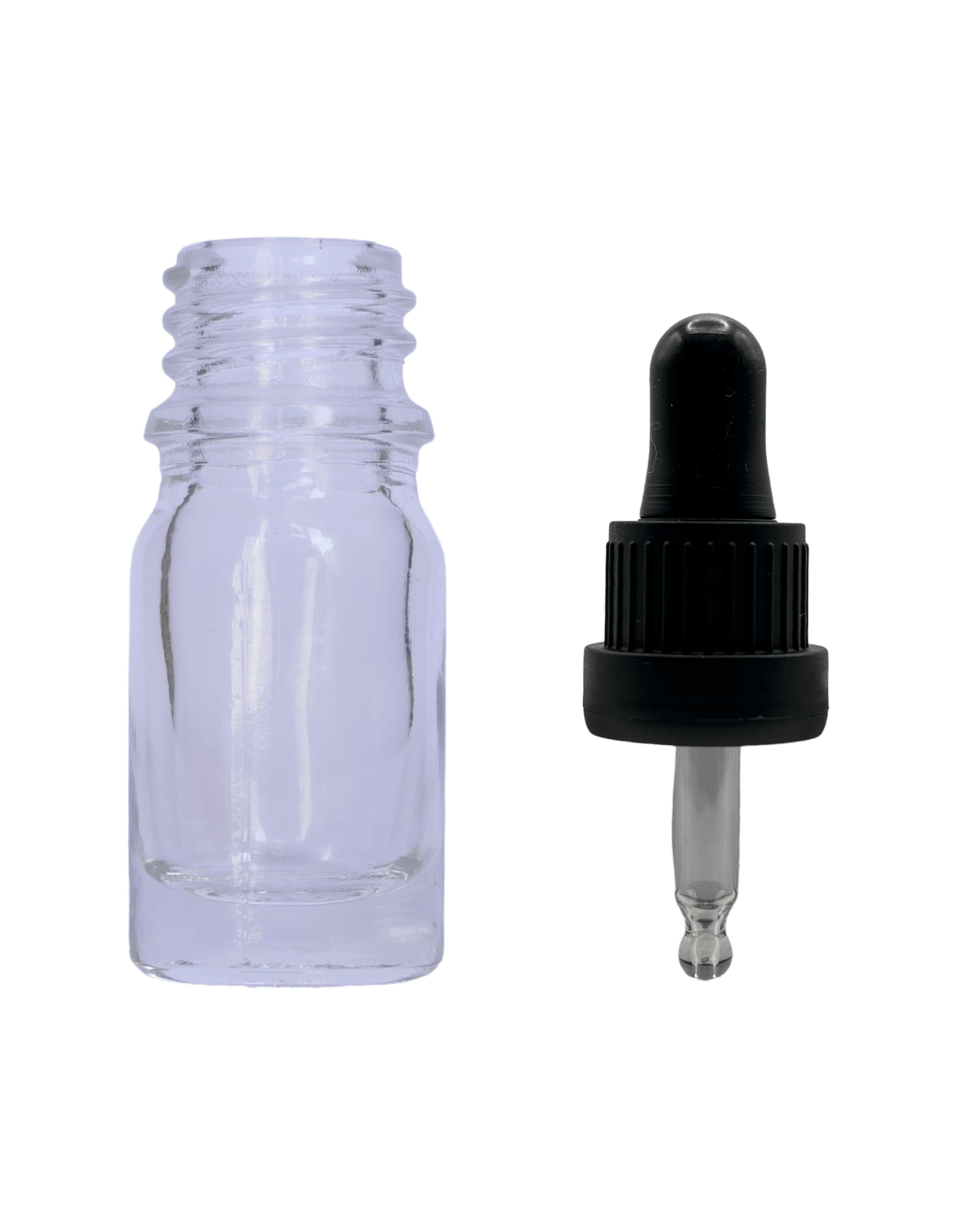 5ml Clear Glass Dropper Bottle & Black Tamper Evident Pipette