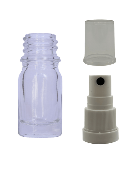 5ml Clear Glass Dropper Bottle & White Tamper Evident Atomiser