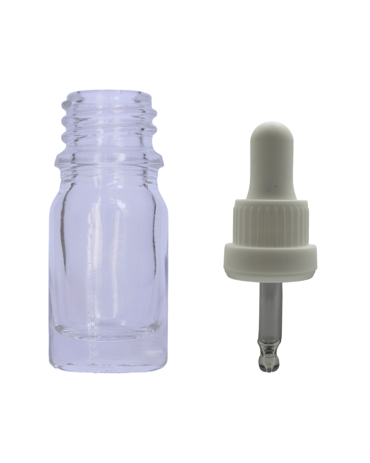 5ml Clear Glass Dropper Bottle & White Tamper Evident Pipette