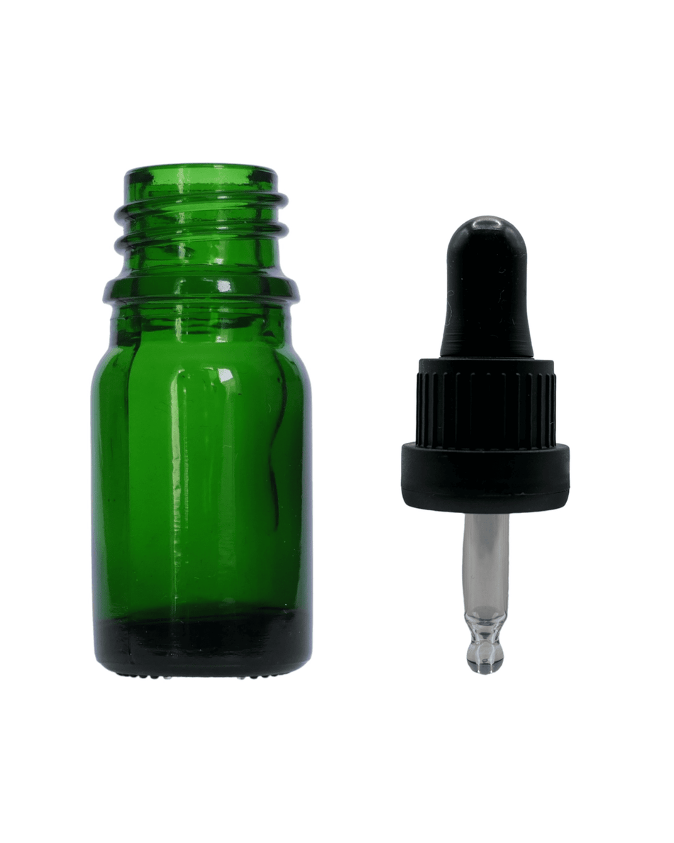 5ml Green Glass Dropper Bottle & Black T/E Pipette