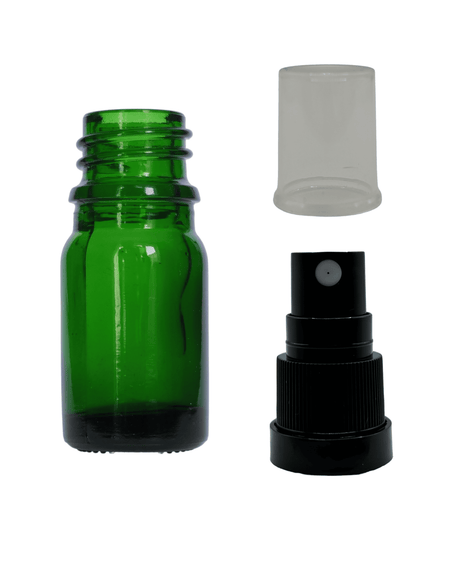 5ml Green Glass Dropper Bottle & Black Tamper Evident Atomiser