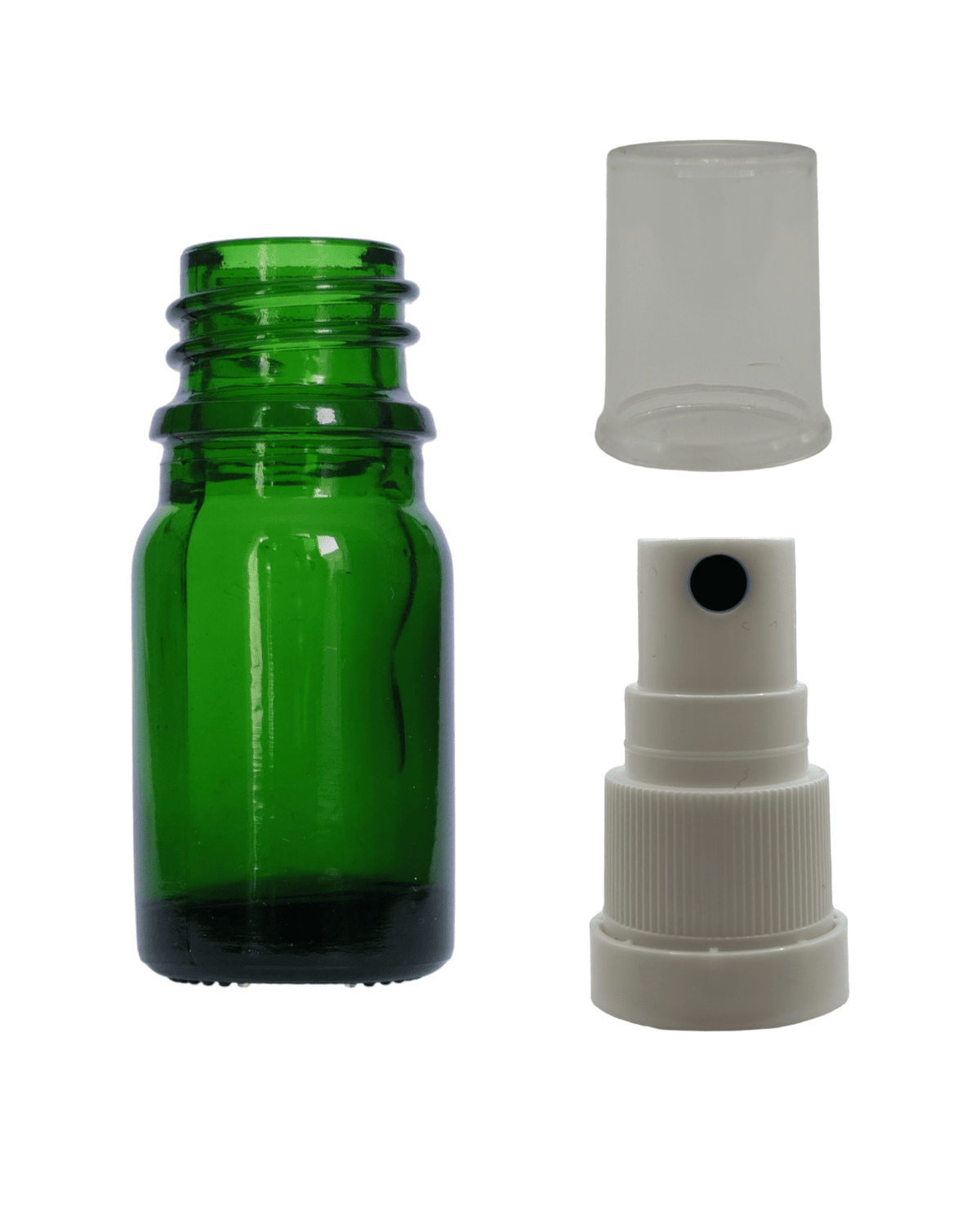 5ml Green Glass Dropper Bottle & White Tamper Evident Atomiser