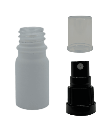 5ml Matte White Glass Dropper Bottle & Black Tamper Evident Atomiser